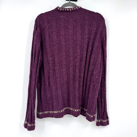 Vintage Woolrich 1/4 Zip Fisherman Sweater Womens size XXL Purple Wool/Ramie Bl - Picture 7 of 8